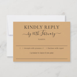 Wedding Burly Wood Sand Kindly Reply RSVP Karte