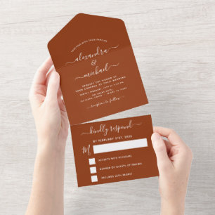 Wedding Burnt Orange Boho Terracotta All In One Einladung