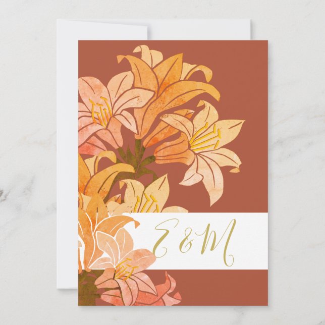 Wedding Burnt Orange Floral Elegant Einladung (Rückseite)