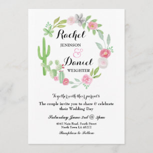 Wedding Cactus Fiesta Wreath Party Einladung