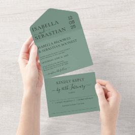 Wedding Cadet Blue Green Kindly Reply invite All In One Einladung