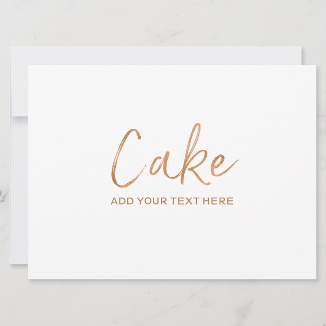 Wedding Cake Flavours-Zeichen | Stilvolle Gold-Ros Einladung (Vorderseite)