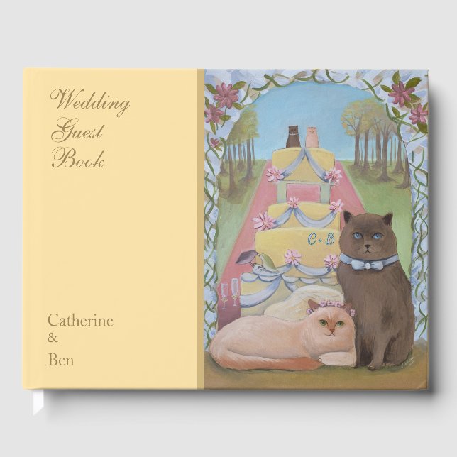 Wedding Cats Yellow 10.5" x 8.25" Gästebuch (Vorderseite)