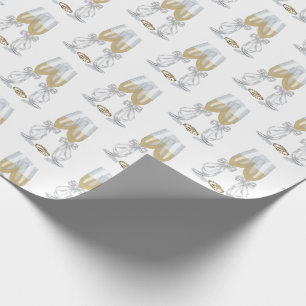 Wedding Champagne Toast on White Geschenkpapier