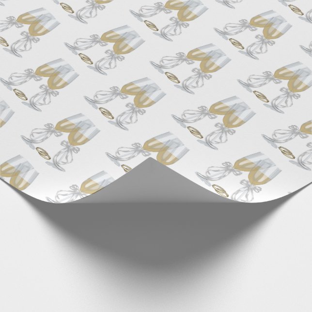 Wedding Champagne Toast on White Geschenkpapier (Ecke)