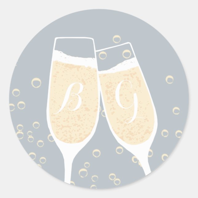 Wedding Champagne Toast Siegel Runder Aufkleber (Vorderseite)