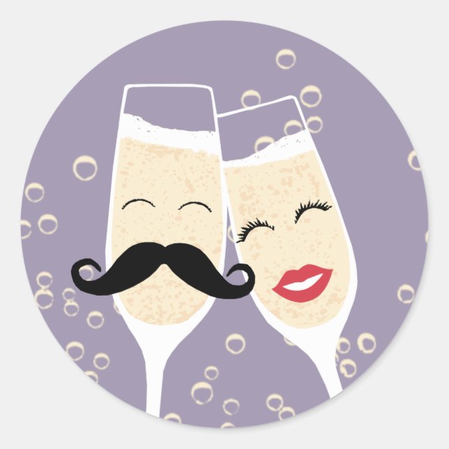 Wedding Champagne Toast Siegel Runder Aufkleber (Vorderseite)