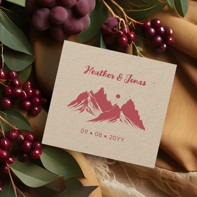 Wedding Cherished Rustic Mountains Landscape  Gummistempel (Wedding Cherished Rustic Mountains Landscape Rubber Stamp. )