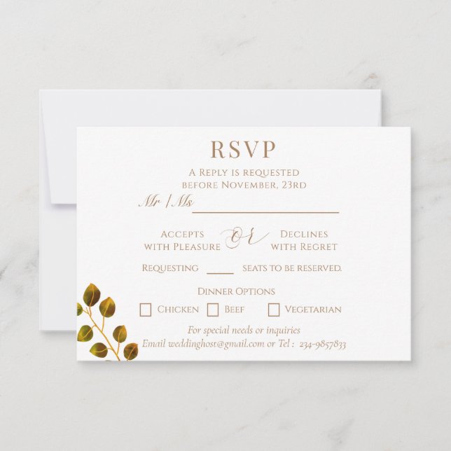 Wedding Chic Monogram RSVP Karte (Vorderseite)