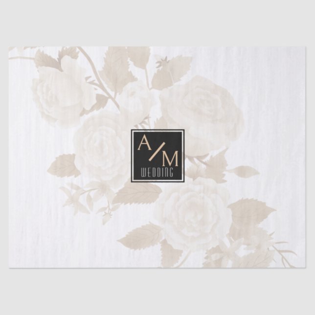 Wedding Chic Monogram White Seidenpapier (Vorderseite)