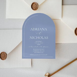 Wedding Classic Blue Simple Arch Shaped Einladung
