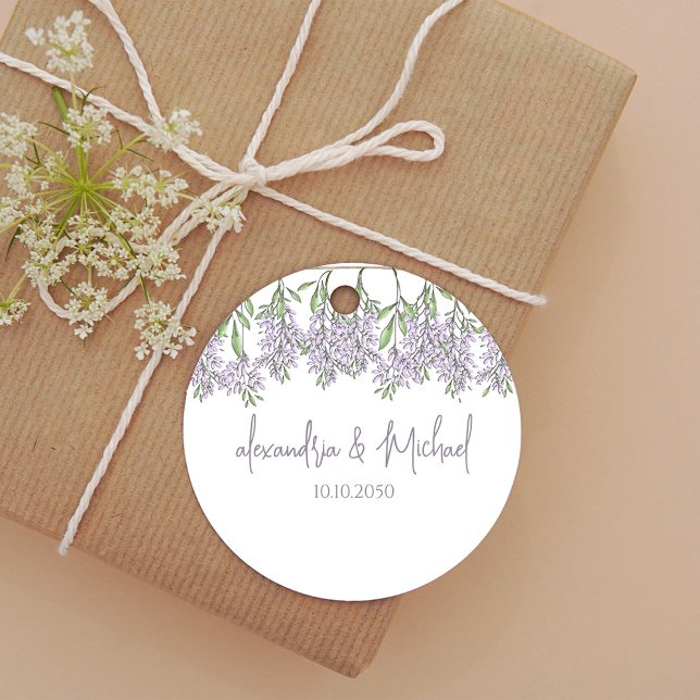 Wedding Classic Floral Lavender Lilac Wisteria Geschenkanhänger (Elegant wedding minimalist lavender lilac floral wisteria gift favor tag. )