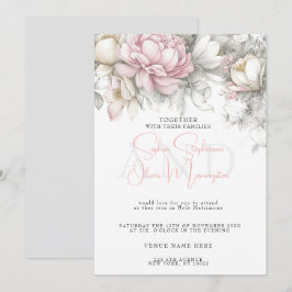 Wedding | Classic Modern Ivory and Blush Floral Einladung