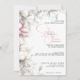Wedding | Classic Modern Ivory and Blush Floral Einladung