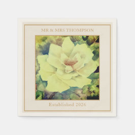 Wedding Cocktail Napkins | Lemon Rose Floral  Serviette