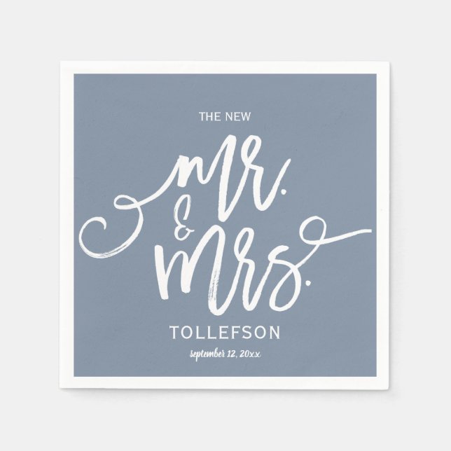 Wedding Cocktail Napkins | Typografie (Dusty Blue) Serviette (Vorderseite)