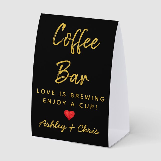 Wedding Coffee Bar Reception Dinner Drink Station Tischaufsteller (Vorderseite)