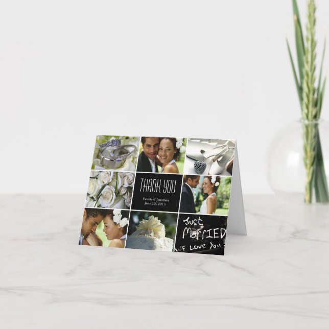 Wedding Collage Thank You Card - Black Dankeskarte (Vorderseite)