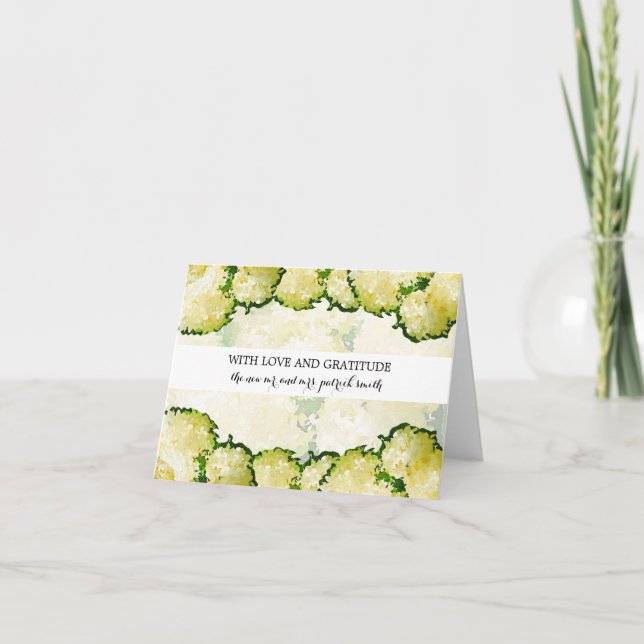 Wedding Collection ~ White Annabelle Hydrangeas Dankeskarte (Vorderseite)