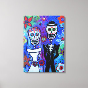 Wedding Couple Dia de los Muertos Leinwanddruck