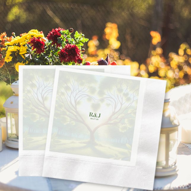 Wedding Couple Green Monogram Serviette (Wedding Couple Green Monogram Napkins)