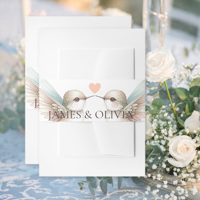 Wedding Couple Hummingbird Invitation Bly Band (Wedding Couple Hummingbird Invitation Belly Bands)