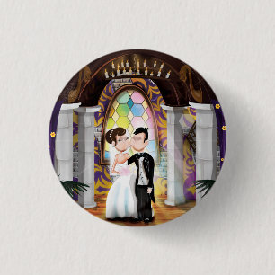 Wedding Couple in Church Button