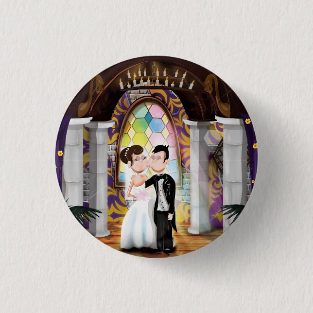 Wedding Couple in Church Button (Vorderseite)