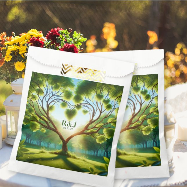 Wedding Couple Monogram Green Geschenktütchen (Wedding Couple Monogram Green Favor Bags)