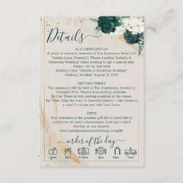 Wedding Cream Details Emerald Green Rose Floral Begleitkarte