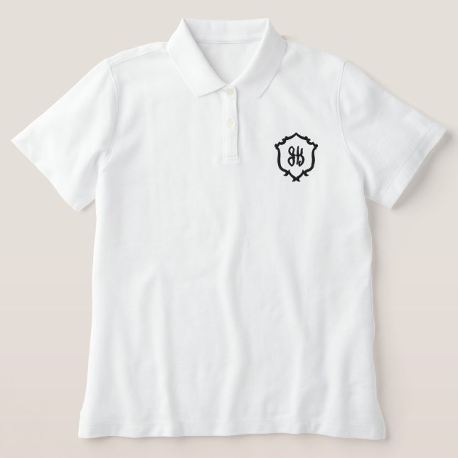 Wedding Crest Monogram Embroidered Women's Polo (Design Vorderseite)