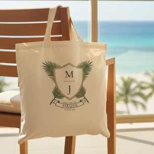 Wedding Crest Tropical Palm Leaf Resort Willkommen Tragetasche
