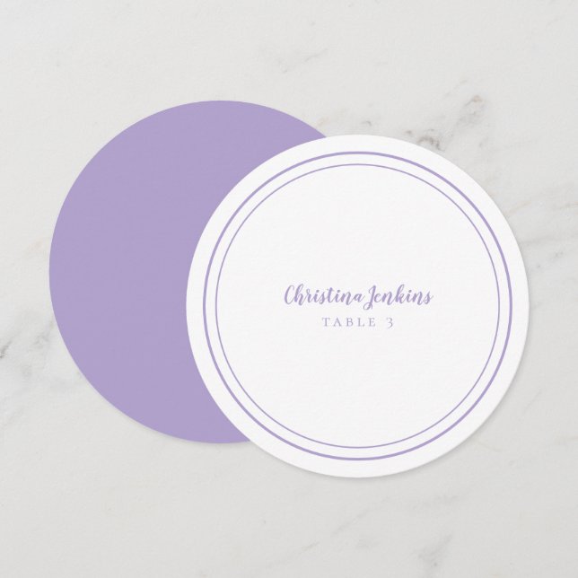 Wedding Custom Guest Lavender Round Place Card (Vorne/Hinten)