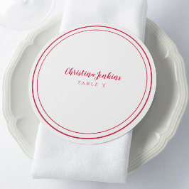 Wedding Custom Guest Magenta Red Round Platzkarte