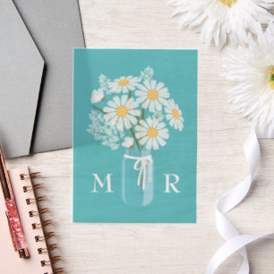 Wedding Daisies Mason Jar Monogram Initials Aquama
