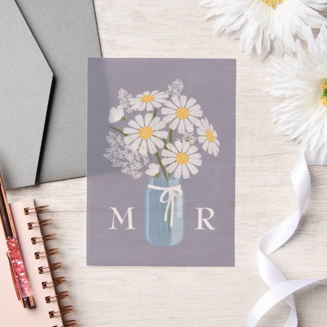 Wedding Daisies Mason Jar Monogram Initials Lila (Hochzeit)