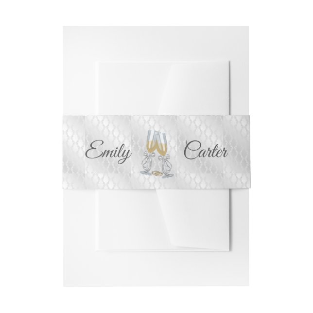 Wedding Damask und Champagner Toase Einladungsbanderole (Vorderseite Beispiel)