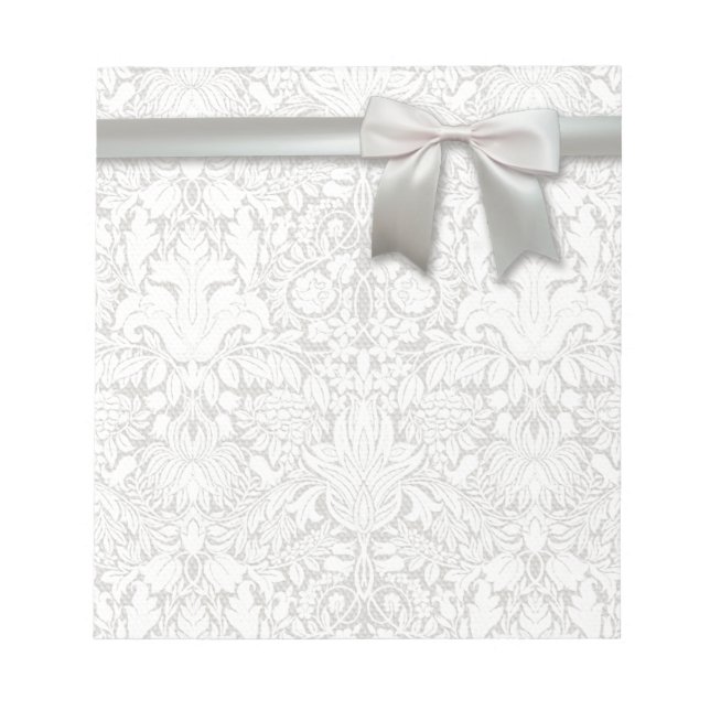Wedding Damask Vintage White Wedding Old Lace Notizblock (Vorderseite)