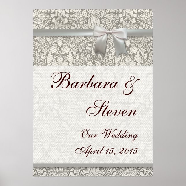Wedding Damask Vintage White Wedding Old Lace Poster (Vorne)