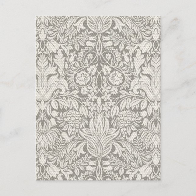 Wedding Damask Vintage White Wedding Old Lace Postkarte (Vorderseite)