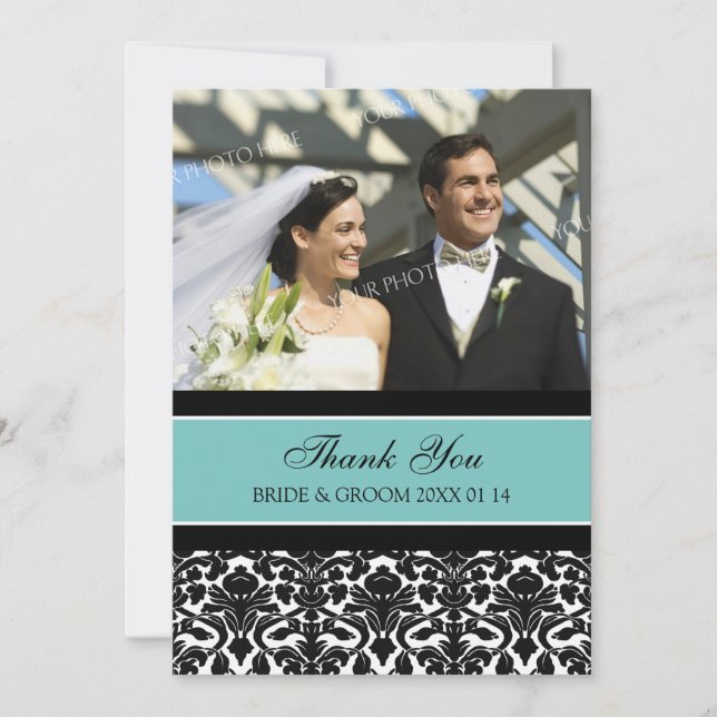 Wedding danken Ihnen Foto-Karten-aquamariner Dankeskarte (Vorderseite)