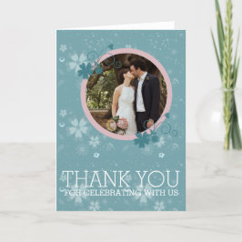 Wedding danken Ihnen Winter-blaue BlumenFoto-Karte Dankeskarte
