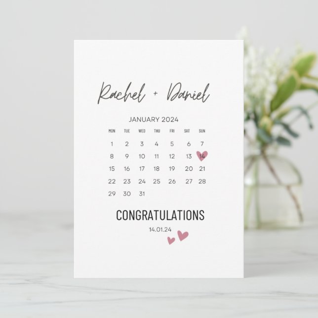 Wedding Day Card, On Your Wedding Day Card, Calend Save The Date (Stehend Vorderseite)