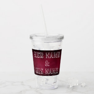 Wedding Design 16 oz Akryltumbler mit Stroh Acryltrinkbecher