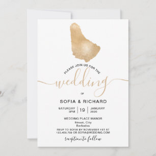 Wedding Destination Barbados Tropical Gold Karte
