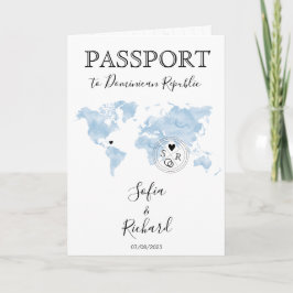 Wedding Destination Passport Blue World Map Invita Einladung