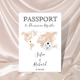 Wedding Destination Passport Blush World Map Peach Einladung