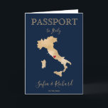 Wedding Destination Passport Gold Karte Italien<br><div class="desc">Modernes und elegantes World Map Invitation Wedding Destination,  wie Pass für Ihre romantische Hochzeit in Rom,  Italien</div>