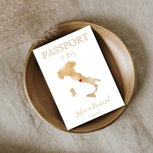 Wedding Destination Passport Gold Karte Italien In