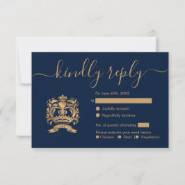 Wedding Destination Passport Gold Navy Weltkarte RSVP Karte